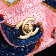Chanel Small Flap Bag Pink / Blue Sequence Bead Spring 20cm - 4