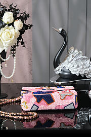 Chanel Small Flap Bag Pink / Blue Sequence Bead Spring 20cm - 6