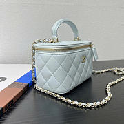 Chanel Handle Vanity Case Blue Bag 17x10x8cm - 6