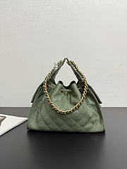 Chanel 25 Small Handbag Green Calfskin Gold 30x26x14cm - 4