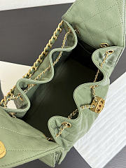 Chanel 25 Small Handbag Green Calfskin Gold 30x26x14cm - 3