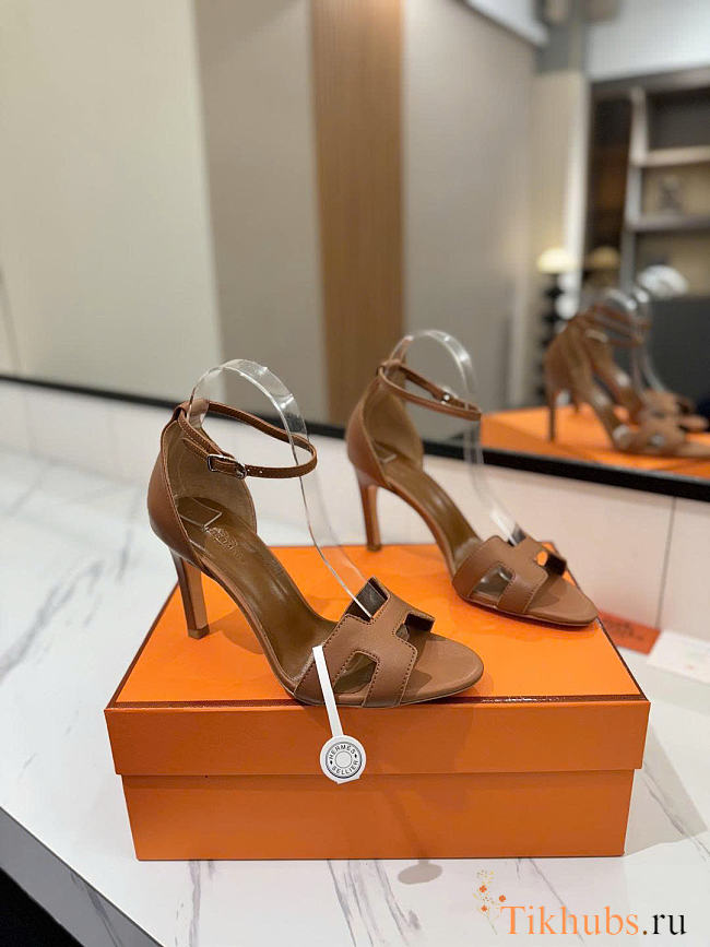 Hermes Premiere Brown Sandals 9cm - 1
