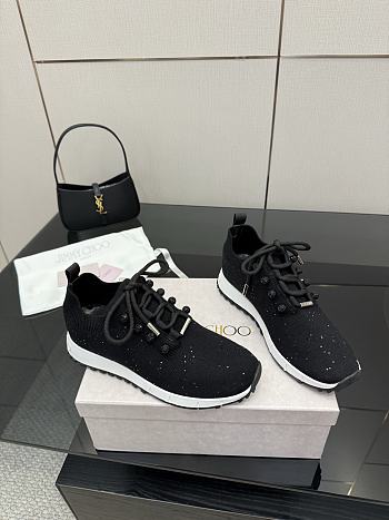 Jimmy Choo Veles Black Sequin Knit Trainers