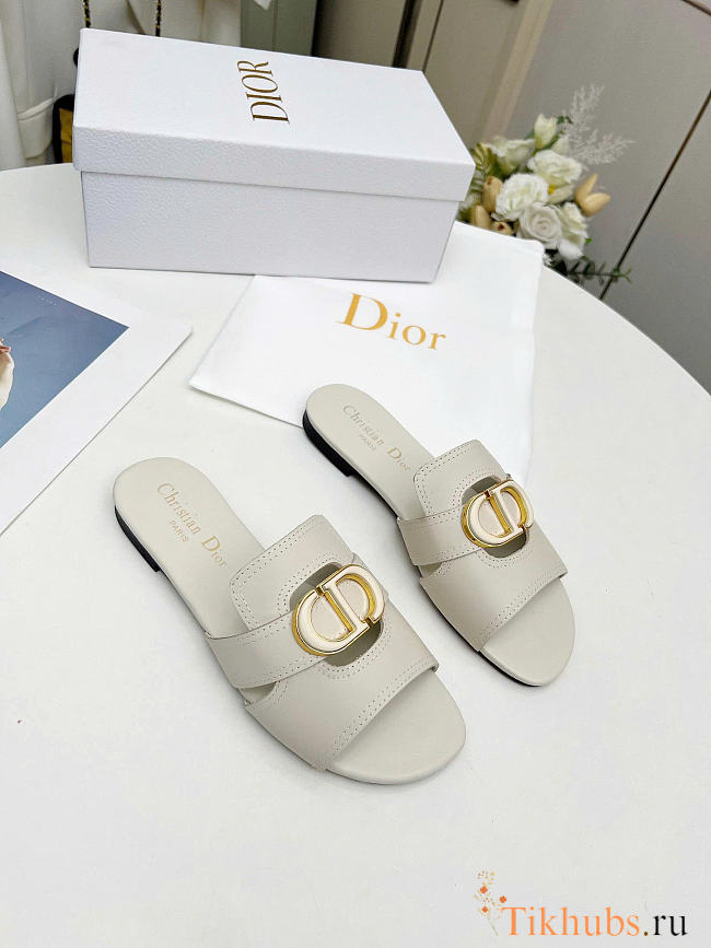 Dior 30 Montaigne Slide Calfskin White - 1