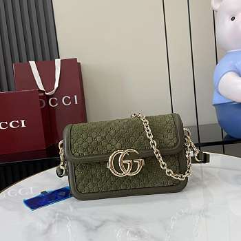 Gucci Go Small Shoulder Bag Green Suede 21.5x14x9cm