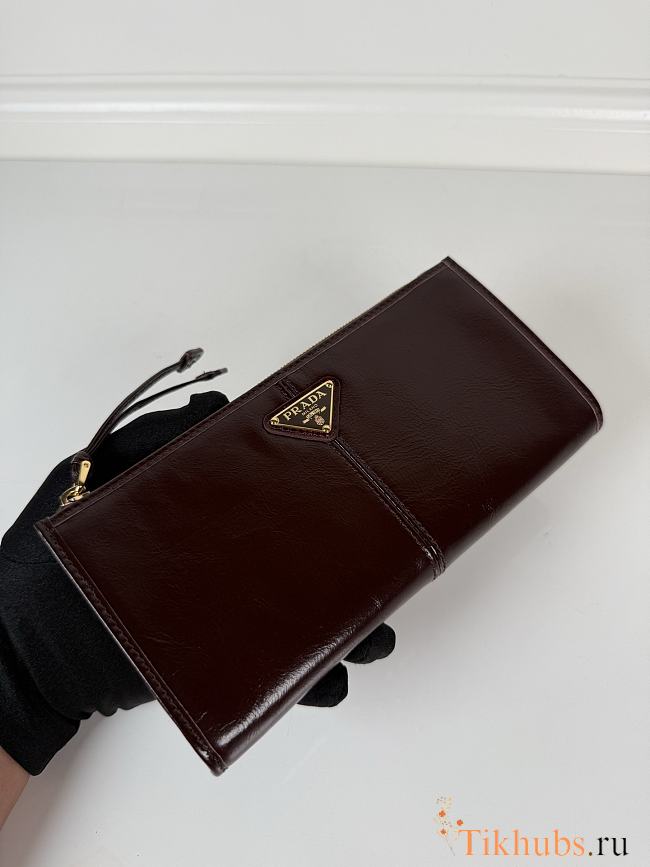 Prada Leather Wallet Dark Brown 20x10cm - 1