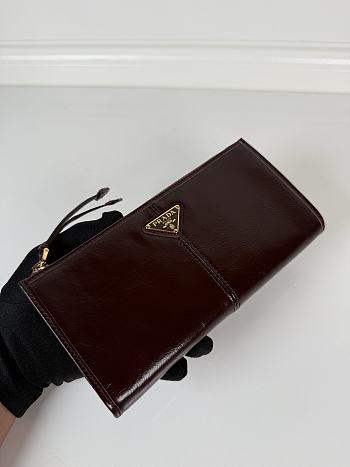 Prada Leather Wallet Dark Brown 20x10cm