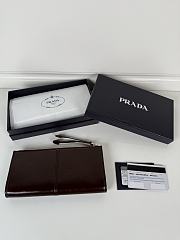 Prada Leather Wallet Dark Brown 20x10cm - 5