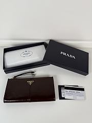 Prada Leather Wallet Dark Brown 20x10cm - 3