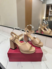 Valentino Garavani Leather Fawcette Beige Heeled Sandals 100 - 1