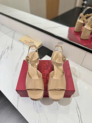 Valentino Garavani Leather Fawcette Beige Heeled Sandals 100 - 4