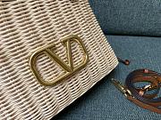 Valentino Beige/Brown Wicker Vlogo Bucket Bag 25x18x9cm - 6