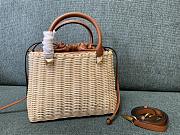 Valentino Beige/Brown Wicker Vlogo Bucket Bag 25x18x9cm - 3