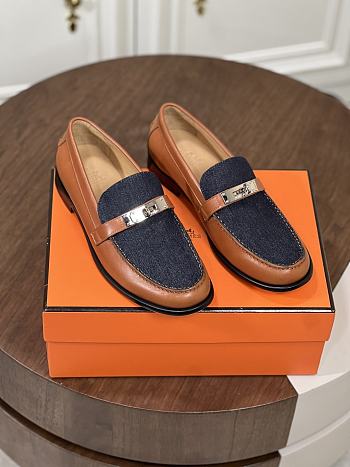 Hermes Destin Loafer Brown Denim