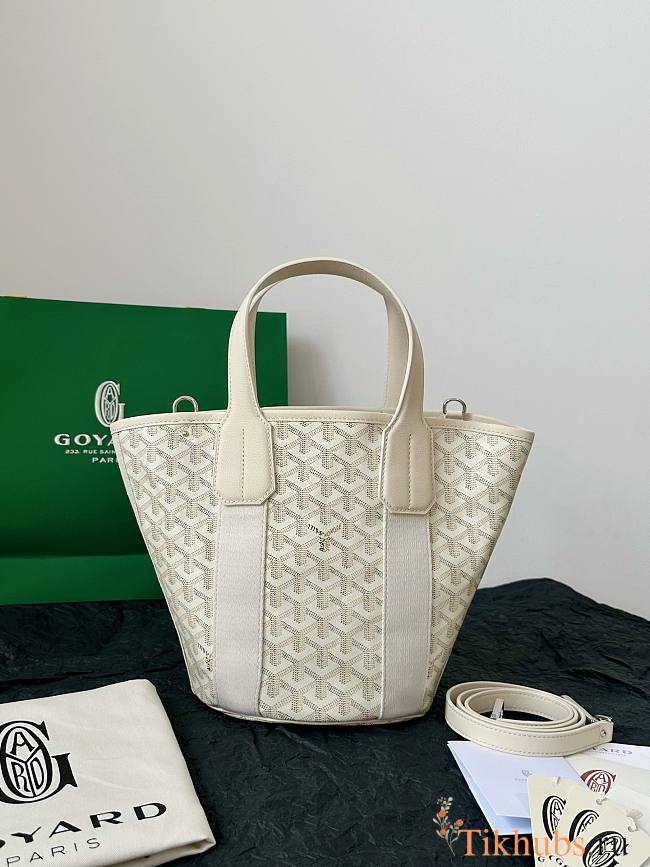 Goyard Goyardine White Canvas Belharra PM Tote 24x18x14cm - 1