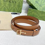 Gucci Thin Belt Half-Horsebit Brown Buckle 2.5cm - 4