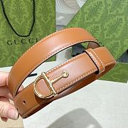 Gucci Thin Belt Half-Horsebit Brown Buckle 2.5cm - 3