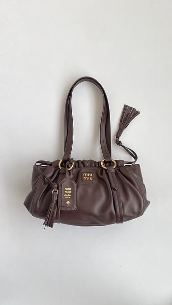 Miu Miu Joie Shoulder Bag Brown Nappa 32x16x10.5cm