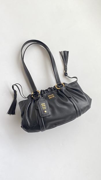 Miu Miu Joie Shoulder Bag Black Nappa 32x16x10.5cm