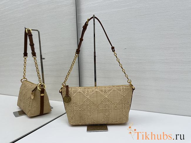 Dior Diorstar Hobo Bag with Chain Beige Raffia 28.5 x 14.5 x 10 cm - 1