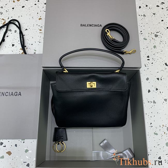 Balenciaga Rodeo Handbag Mini Black Calfskin Gold 22.8x9.9x8.3cm - 1