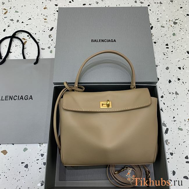 Balenciaga Rodeo Handbag Mini Beige Calfskin Gold 22.8x9.9x8.3cm - 1