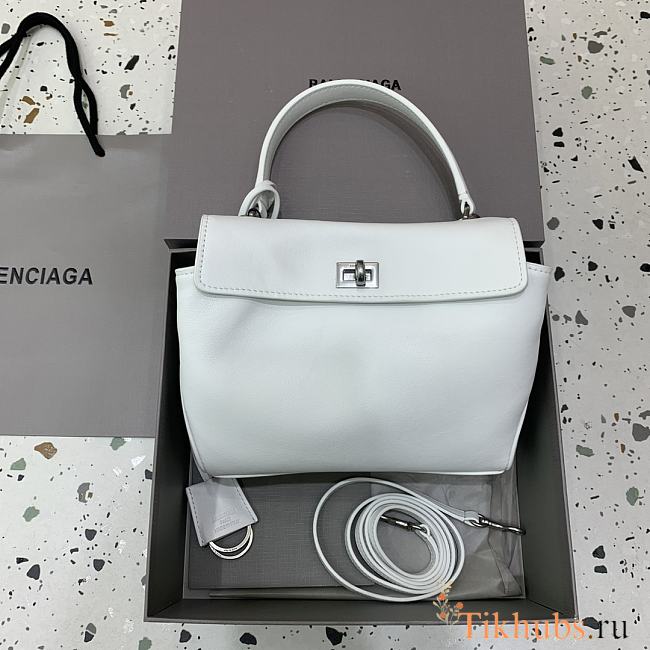 Balenciaga Rodeo Handbag Mini White Calfskin Silver 22.8x9.9x8.3cm - 1
