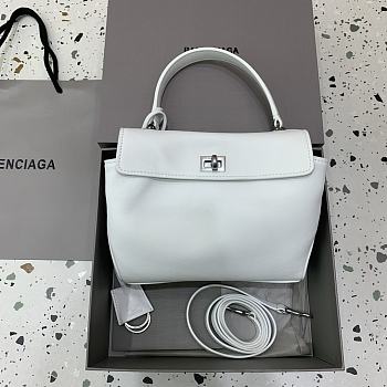 Balenciaga Rodeo Handbag Mini White Calfskin Silver 22.8x9.9x8.3cm