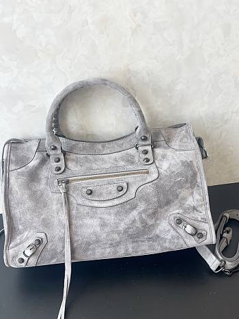 Balenciaga City Le Cagole Bag Grey Suede 37x23.4x14.9cm