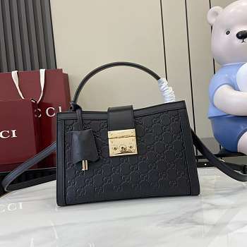 Gucci Padlock Medium Top Handle Black Bag 25.5x17.5x10cm