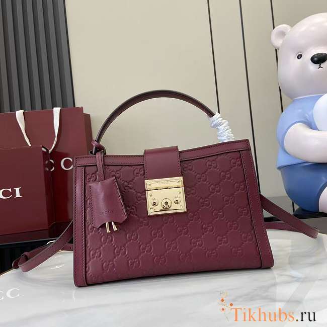 Gucci Padlock Medium Top Handle Red Bag 25.5x17.5x10cm - 1
