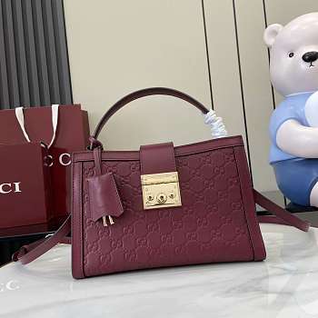 Gucci Padlock Medium Top Handle Red Bag 25.5x17.5x10cm