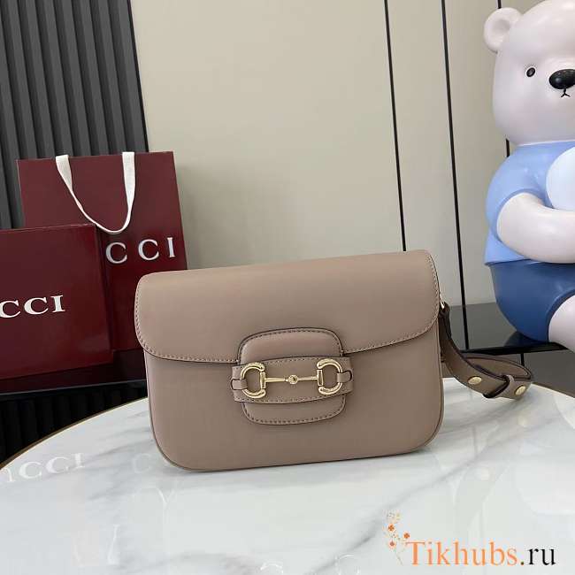 Gucci Horsebit 1955 Soft Medium Shoulder Bag Taupe 26x17.5x10cm - 1