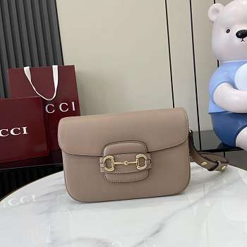 Gucci Horsebit 1955 Soft Medium Shoulder Bag Taupe 26x17.5x10cm