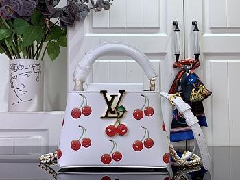 Louis Vuitton LV Mini Capucines White Cherry 21x8x13.6cm