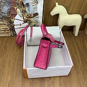Hermes Mini Kelly Pink Fuchsia Silver Ostrich 19cm - 6