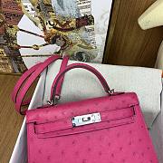 Hermes Mini Kelly Pink Fuchsia Silver Ostrich 19cm - 3