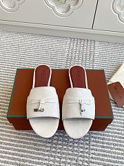 Loro Piana Summer Charms Slippers White Suede - 1