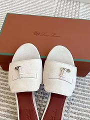 Loro Piana Summer Charms Slippers White Suede - 4
