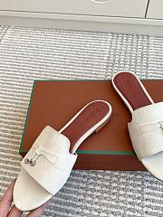 Loro Piana Summer Charms Slippers White Suede - 3