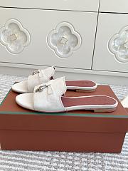 Loro Piana Summer Charms Slippers White Suede - 2
