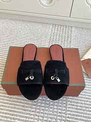 Loro Piana Summer Charms Slippers Black Suede - 1