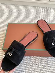 Loro Piana Summer Charms Slippers Black Suede - 4