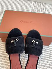 Loro Piana Summer Charms Slippers Black Suede - 3