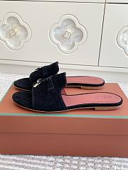 Loro Piana Summer Charms Slippers Black Suede - 2