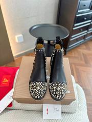 Christian Louboutin Calfskin Studded Chasse Black Boots - 3