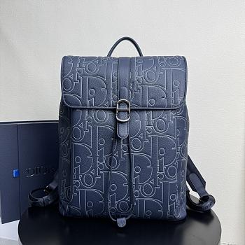 Dior Daily Backpack with Flap Navy Blue 40.5x30.5x15.5cm