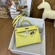 Hermes Mini Kelly Yellow Silver Ostrich 19cm - 4