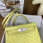 Hermes Mini Kelly Yellow Silver Ostrich 19cm - 3