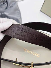 Tom Ford Black Dark Brown Gold Belt 4cm - 3
